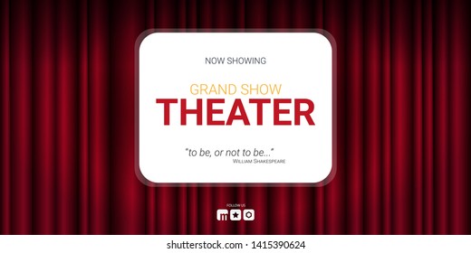 Theater stage. Red curtains stage, theater or opera background with spotlight. Festival night show banner