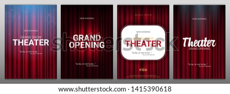 Theater stage. Red curtains stage, theater or opera background with spotlight. Festival night show banner