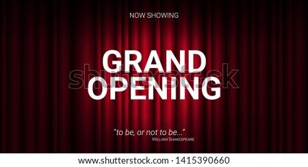 Theater stage. Red curtains stage, theater or opera background with spotlight. Festival night show banner