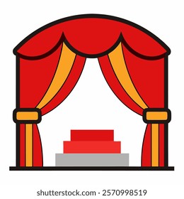 theater stage red curtains vector icon on white background