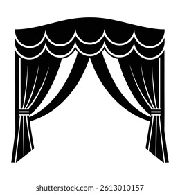 theater stage red curtains vector on white background.
