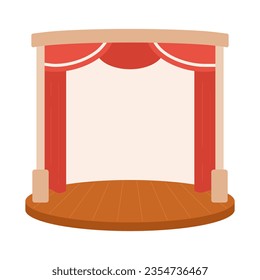 Theater stage semi flat colour vector object. Decorative red curtains. Editable cartoon clip art icon on white background. Simple spot illustration for web graphic design