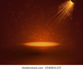 Theater stage with spotlights. Podium in the light of searchlights, the magic interior. vector.