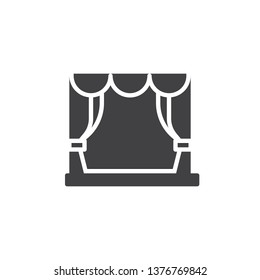 Theater stage vector icon. filled flat sign for mobile concept and web design. Stage curtains glyph icon. Symbol, logo illustration. Pixel perfect vector graphics