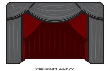 Theater Stage Vector Illustration. Theater Scene Icon Isolated On A White Background
