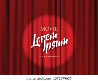 Theater stage vector red heavy curtain template illustration.