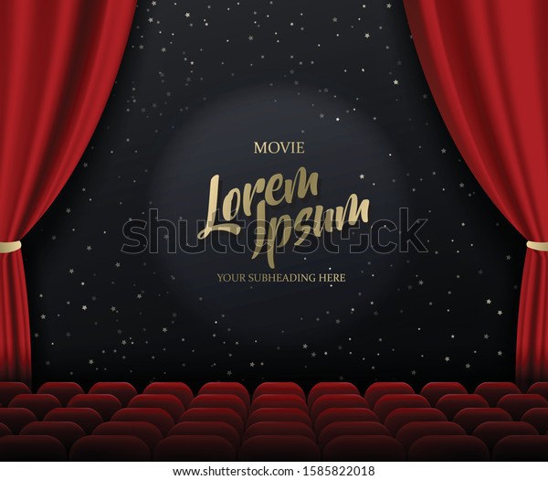 Theater Stage Vector Template Illustration Red Stock Vector (Royalty ...