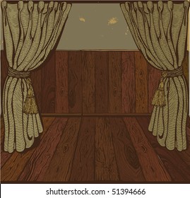 Theater stage.Vintage drawing. Vector