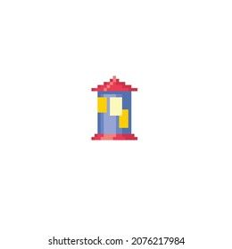 Theaterständer mit Pixelsymbol für Poster. Elementdesign für Logo, Aufkleber, Web, Stickerei und mobile App. Einzige Vektorgrafik. 8-Bit-Sprite.