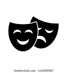Theater symbol laughing and crying mask vector drawing