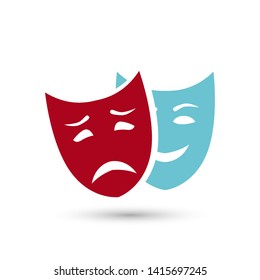 Theater symbol laughing and crying mask drawing