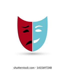 Theater symbol laughing and crying mask drawing