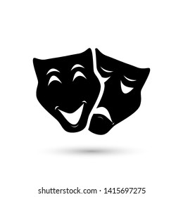Theater symbol laughing and crying mask drawing