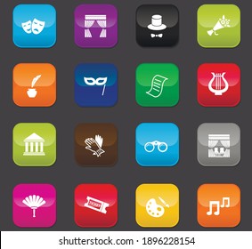 Theater symbol for web icons. Colored buttons on a dark background