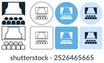 theater theatre auditorium stage vector pictogram sign icon symbol ui and ux design, glyphs and stroke line