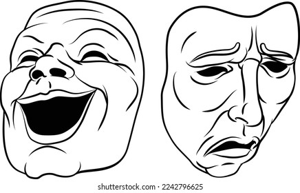 Theater or theatre drama comedy and tragedy masks illustration