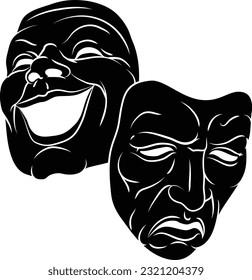 Theater or theatre drama comedy and tragedy masks illustration