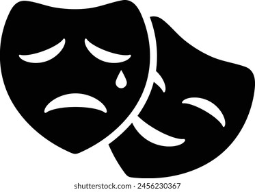 Theater, theatre mask signs. Masquerade mask. isolated on transparent background Comedy and tragedy mask icon collection. Vector Illustration.