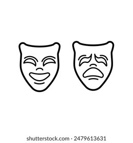 teatro, máscaras teatrales - Vector icon	