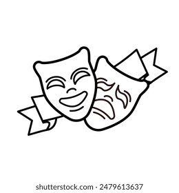 theater, theatrical masks - vector icon	