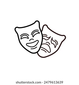 theater, theatrical masks - vector icon	