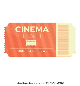 Theater ticket icon cartoon vector. Cinema ticket. Film event