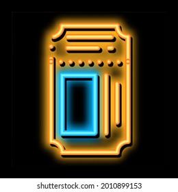 Theater Ticket neon light sign vector. Glowing bright icon Theater Ticket Sign. transparent symbol illustration