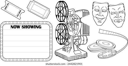 Theater Tickets Marquee Projector Masks Film Vector Pack