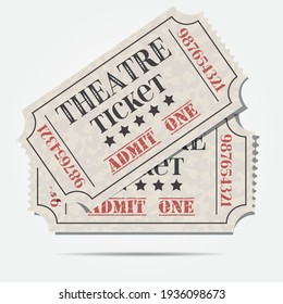 Theater tickets in retro style. Admission tickets isolated on white background. Vector illustaration