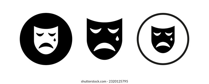 Theater tragic mask. Carnival masks. Drama vector icon.