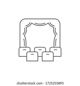 Símbolo del icono del vector del teatro aislado en fondo blanco
