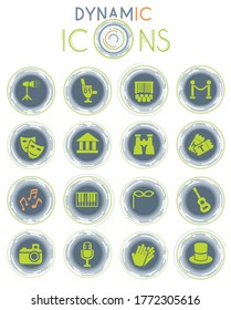 theater vector icons on white background with dynamic lines for animation for web and user interface design
