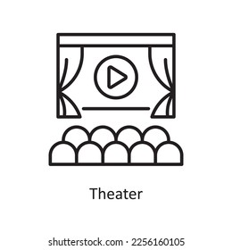 Theater Vector Outline Icon Design Illustration. Einkaufs- und E-Commerce-Symbol auf weißem Hintergrund EPS10-Datei