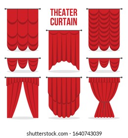 Theather Red Blind Curtain Stage Isolated On A Background Illustration