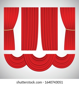 Theather Red Blind Curtain Stage Isolated On A Background Illustration