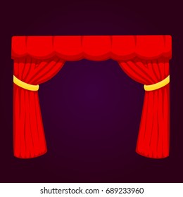 Theather scene blind curtain stage fabric texture performance interior cloth entrance backdrop isolated vector illustration