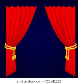 Theather scene blind curtain stage fabric texture performance interior cloth entrance backdrop isolated vector illustration