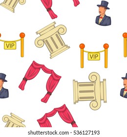 Theatre acting performance pattern. Cartoon illustration of theatre acting performance vector pattern for web