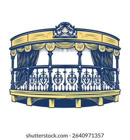 Theatre balcony icon in vintage style