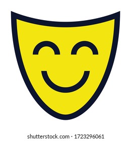 Theatre Comedy Mask. Simple Vector Color Icon.