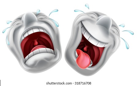 Theatre Comedy And Tragedy Mask Faces One Laughing And One Crying
