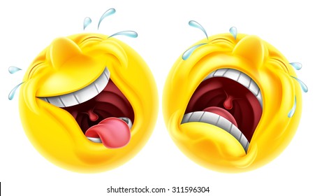 Theatre Comedy Tragedy Mask Style Emoji Faces One Laughing And One Crying