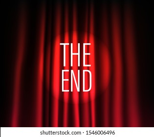 Theatre curtain with round spotlight. The end concept
