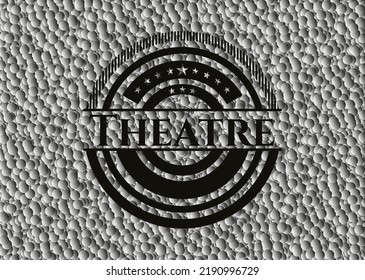 Emblema oscuro del teatro con fondo de burbujas grises. Retro. Ilustración vectorial. Detallado. 