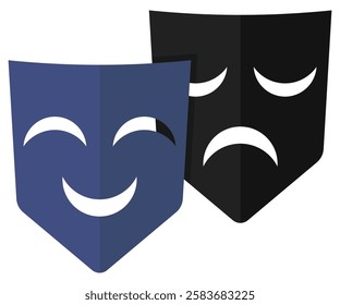 Theatre drama flat vector icon illustration isolated on white background.