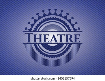 Theatre emblem with jean background. Vector Illustration. Detailed.