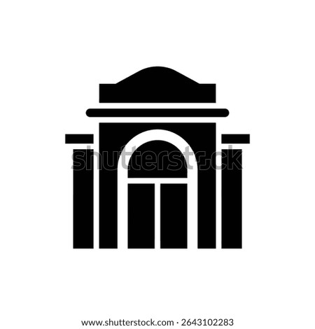 Theatre front facade with classic arch and traditional architectural style