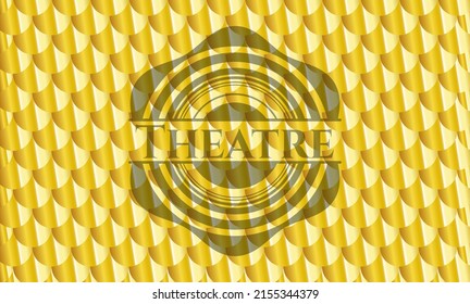 Theatre gold shiny badge. Scales pattern. Vector Illustration. Detailed. 