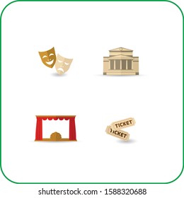 Theatre icon flat Vector İllustration