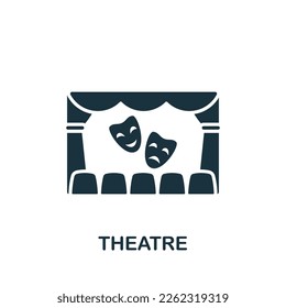 Theatre icon. Monochrome simple sign from entertainment collection. Theatre icon for logo, templates, web design and infographics.